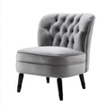 Poltrona da soggiorno grigia in velluto di poliestere con schienale capitonné 71 x 76 x 90 cm