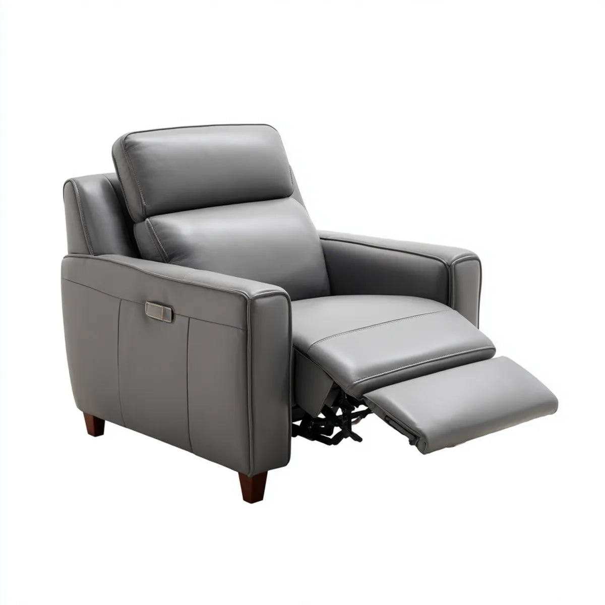 Poltrona reclinabile manuale grigia in pelle PU rettangolare 90 x 94 x 102 cm