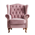 Poltrona a orecchioni rosa in velluto di poliestere 85 x 90 x 110 cm con schienale capitonné