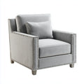 Poltrona da soggiorno grigio 92 x 86 x 88 cm in velluto di poliestere rettangolare con borchie