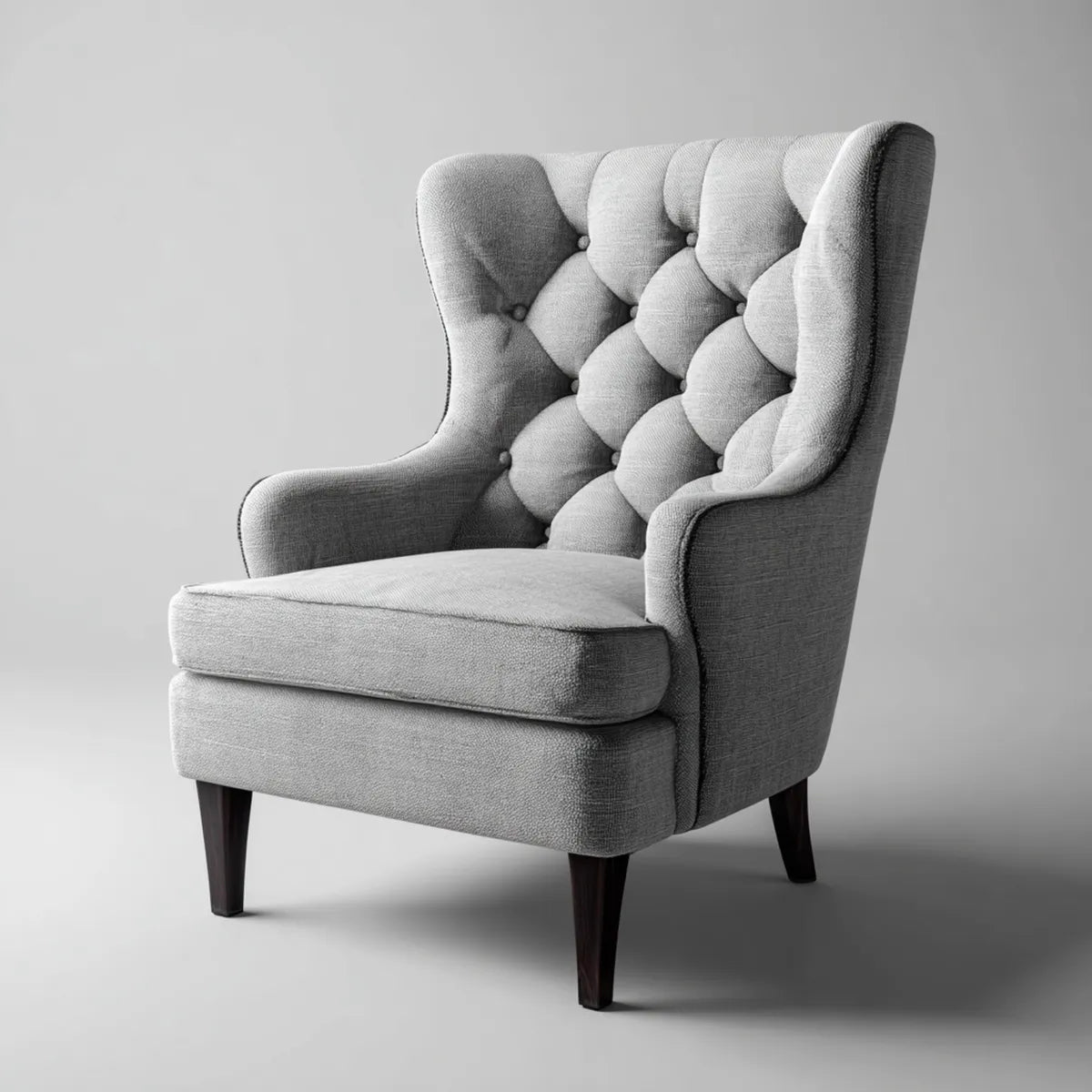 Poltrona relax grigia con schienale alto capitonné 78 x 85 x 108 cm rivestimento in poliestere forma ad ali