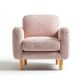 Poltrona da soggiorno rosa in bouclé di poliestere con gambe in legno massello forma squadrata 82 x 78 x 82 cm
