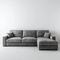 Divano angolare 3 posti grigio 250 x 160 x 85 cm in velluto di poliestere con chaise longue destra