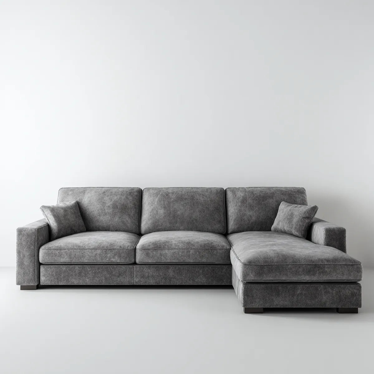 Divano angolare 3 posti grigio 250 x 160 x 85 cm in velluto di poliestere con chaise longue destra