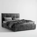 Letto matrimoniale imbottito grigio antracite 160 x 200 cm in poliestere effetto velluto rettangolare