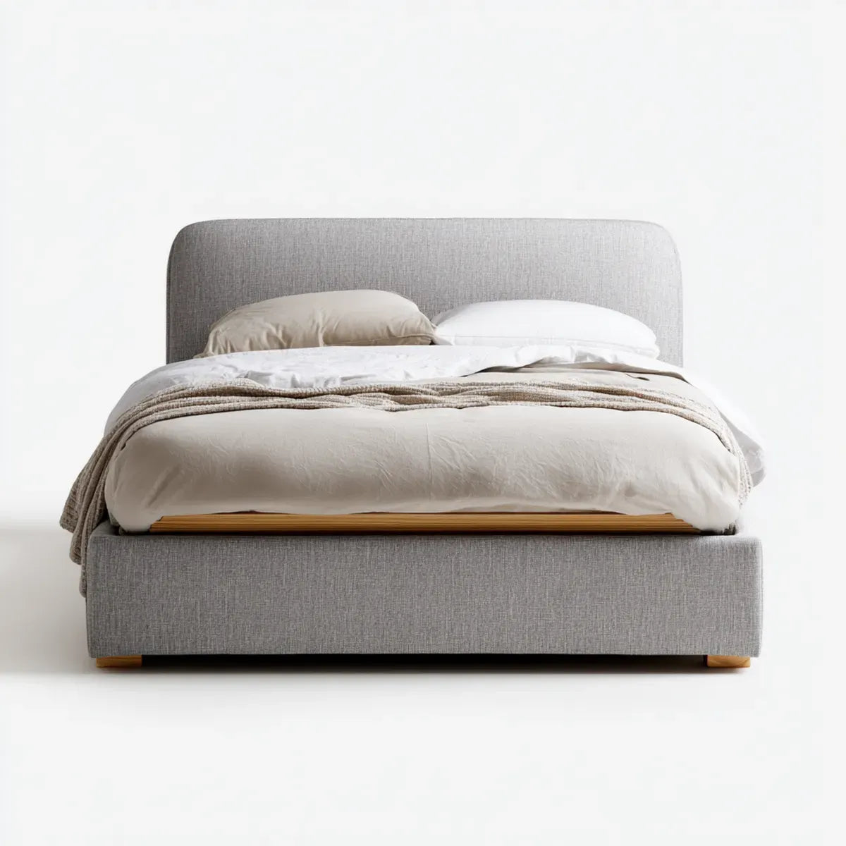 Letto matrimoniale imbottito grigio 160 x 200 cm in poliestere rettangolare