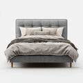 Letto matrimoniale imbottito grigio 160 x 200 cm in poliestere forma rettangolare