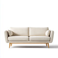Divano 2 posti beige in poliestere con gambe in legno massello 170 x 85 x 82 cm rettangolare