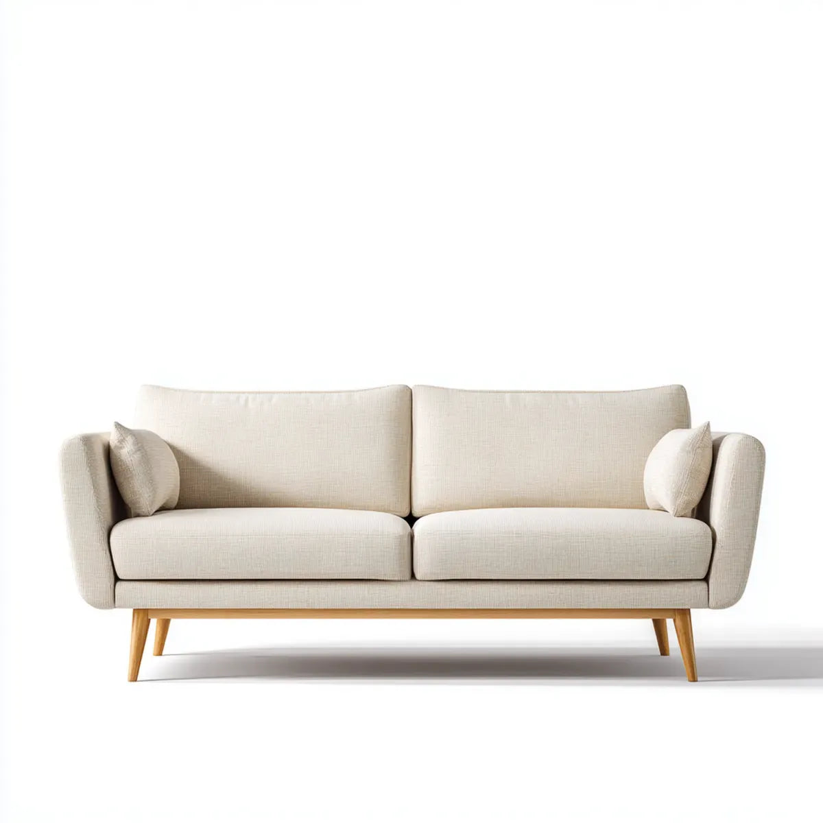 Divano 2 posti beige in poliestere con gambe in legno massello 170 x 85 x 82 cm rettangolare