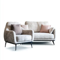 Set divano 2 posti e poltrona grigio chiaro in velluto di poliestere con gambe in acciaio 165 x 85 x 83 cm e 90 x 85 x 83 cm