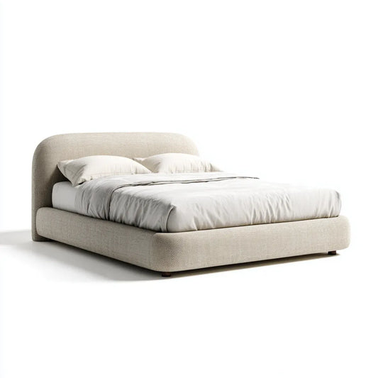 Letto matrimoniale imbottito beige 160 x 200 cm in poliestere forma rettangolare